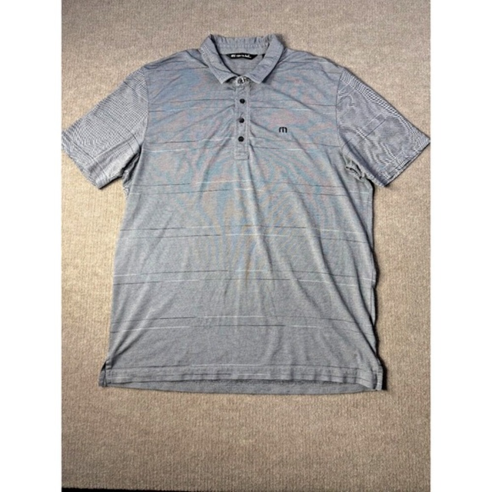 Travis Mathew Summer Comfort Men's XL Charcoal‎ Gray Striped Golf Polo
